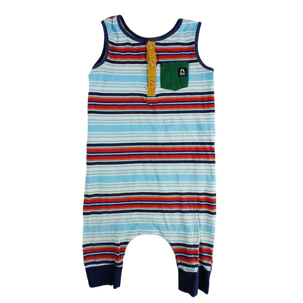 Rags To Raches One Piece Jumper Toddler 3/4T Striped Outfit Sleeveless USA Made